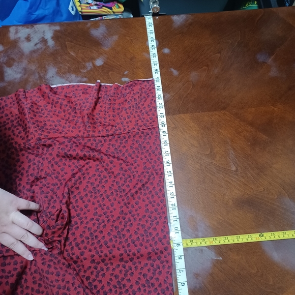 Red Alfred Sung XXL Blouse with leaf pattern - Picture 7 of 7